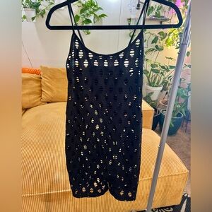Black Fishnet Jumpsuit Shorts Brand New